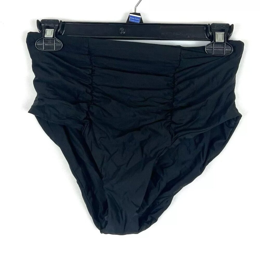 Becca Womenâs Black High Rise Bikini Bottom Size M